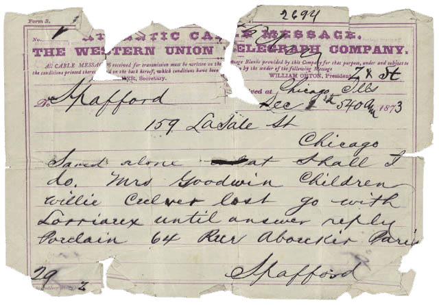 Anna Spafford's Transatlantic Cable Message